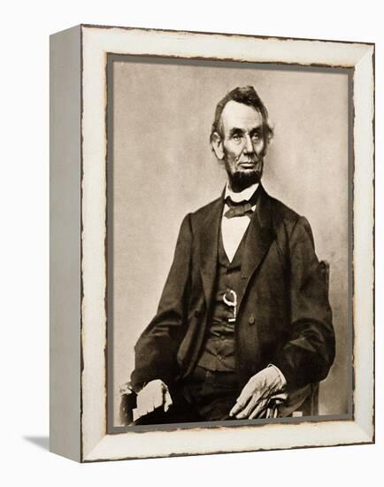 Portrait of Abraham Lincoln, 1861-65-Mathew Brady-Framed Premier Image Canvas