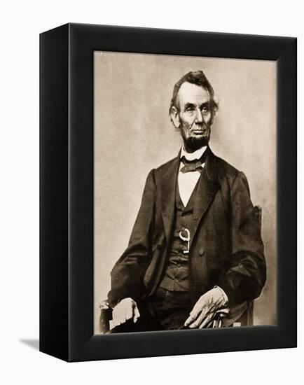 Portrait of Abraham Lincoln, 1861-65-Mathew Brady-Framed Premier Image Canvas