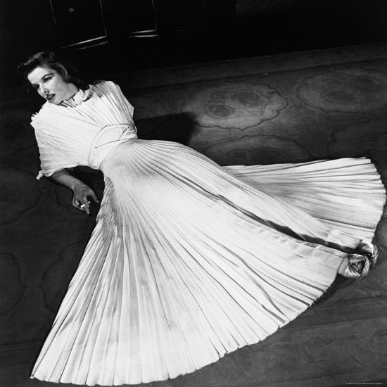 'Portrait of Actress Katharine Hepburn on the Broadway Set of 