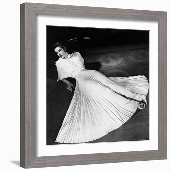 Portrait of Actress Katharine Hepburn on the Broadway Set of "The Philadelphia Story"-Alfred Eisenstaedt-Framed Premium Photographic Print