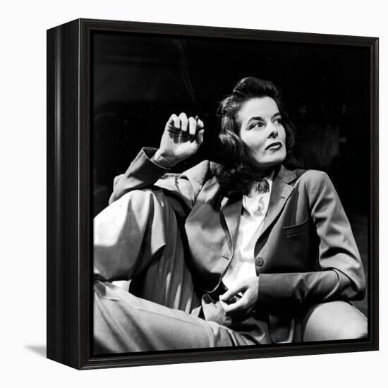 Portrait of Actress Katharine Hepburn with Cigarette in Hand-Alfred Eisenstaedt-Framed Premier Image Canvas