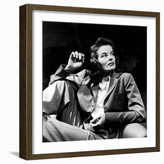 Portrait of Actress Katharine Hepburn with Cigarette in Hand-Alfred Eisenstaedt-Framed Premium Photographic Print