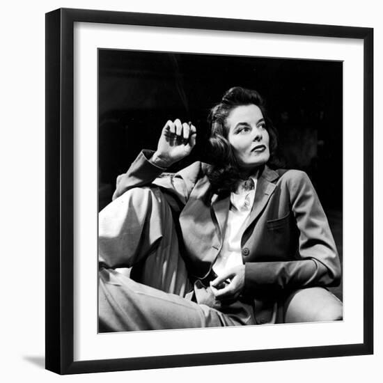 Portrait of Actress Katharine Hepburn with Cigarette in Hand-Alfred Eisenstaedt-Framed Premium Photographic Print