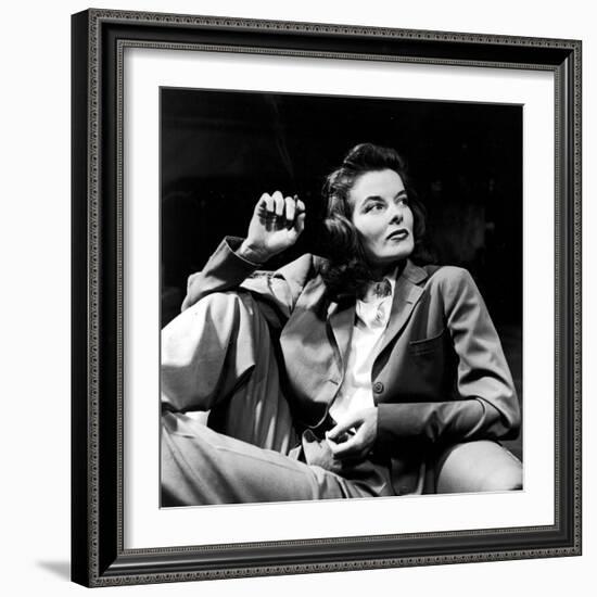 Portrait of Actress Katharine Hepburn with Cigarette in Hand-Alfred Eisenstaedt-Framed Premium Photographic Print