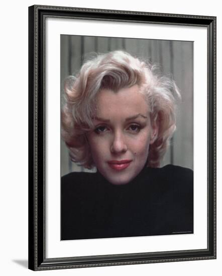 Portrait of Actress Marilyn Monroe on Patio of Her Home-Alfred Eisenstaedt-Framed Premium Photographic Print