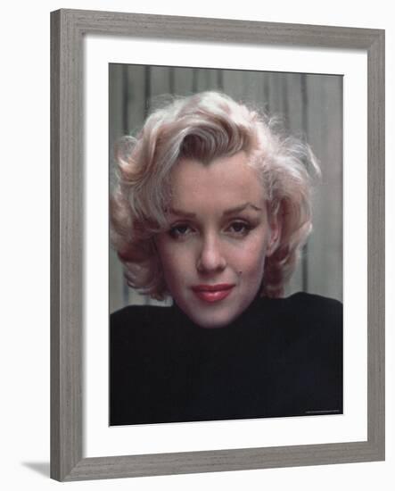 Portrait of Actress Marilyn Monroe on Patio of Her Home-Alfred Eisenstaedt-Framed Premium Photographic Print