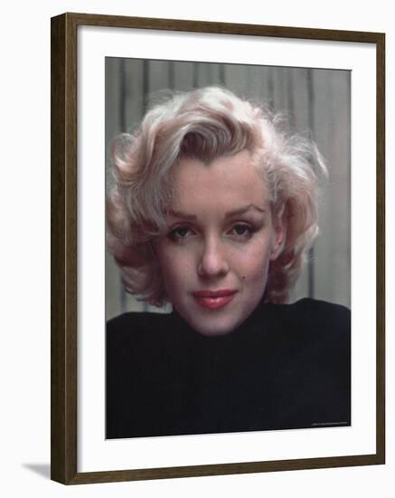 Portrait of Actress Marilyn Monroe on Patio of Her Home-Alfred Eisenstaedt-Framed Premium Photographic Print