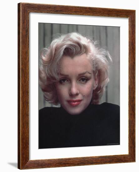 Portrait of Actress Marilyn Monroe on Patio of Her Home-Alfred Eisenstaedt-Framed Premium Photographic Print