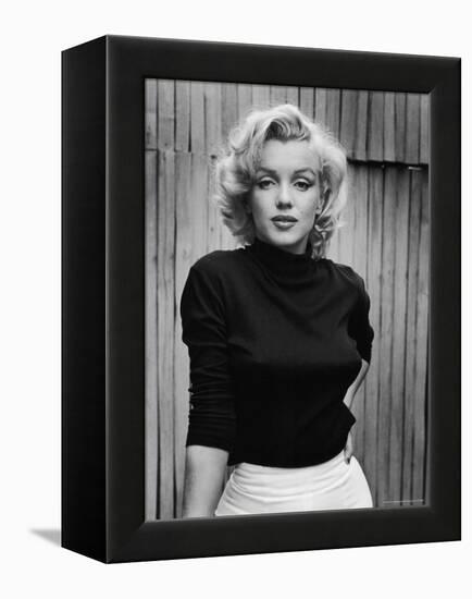 Portrait of Actress Marilyn Monroe on Patio of Her Home-Alfred Eisenstaedt-Framed Premier Image Canvas