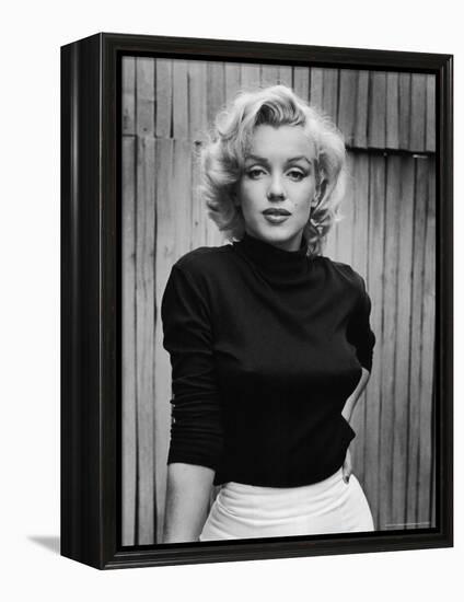 Portrait of Actress Marilyn Monroe on Patio of Her Home-Alfred Eisenstaedt-Framed Premier Image Canvas