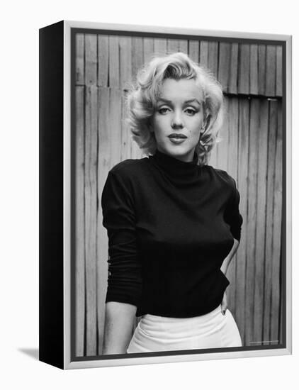 Portrait of Actress Marilyn Monroe on Patio of Her Home-Alfred Eisenstaedt-Framed Premier Image Canvas