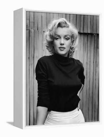 Portrait of Actress Marilyn Monroe on Patio of Her Home-Alfred Eisenstaedt-Framed Premier Image Canvas