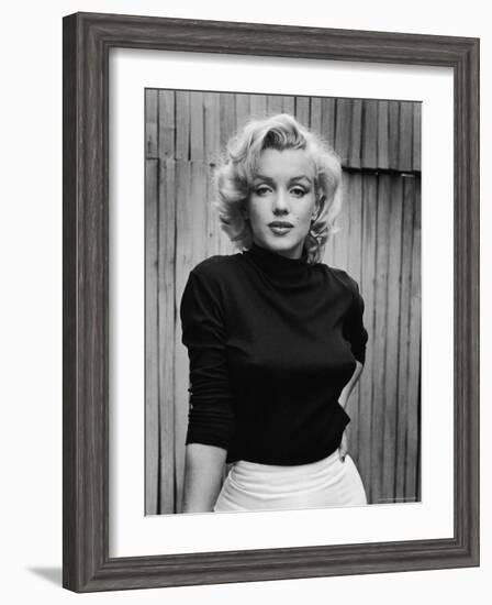 Portrait of Actress Marilyn Monroe on Patio of Her Home-Alfred Eisenstaedt-Framed Premium Photographic Print