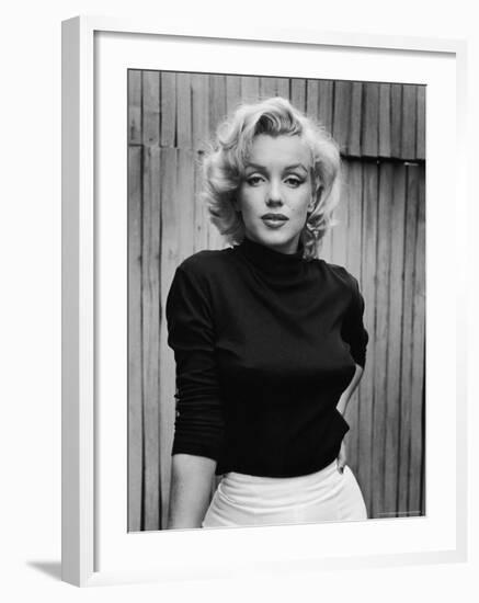 Portrait of Actress Marilyn Monroe on Patio of Her Home-Alfred Eisenstaedt-Framed Premium Photographic Print