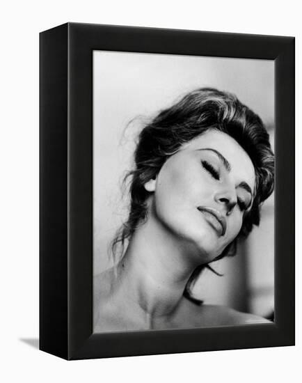 Portrait of Actress Sophia Loren with Eyes Closed-Alfred Eisenstaedt-Framed Premier Image Canvas