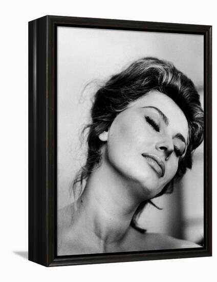 Portrait of Actress Sophia Loren with Eyes Closed-Alfred Eisenstaedt-Framed Premier Image Canvas