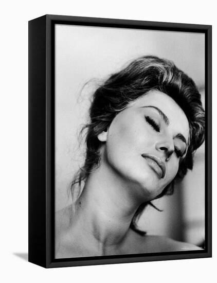 Portrait of Actress Sophia Loren with Eyes Closed-Alfred Eisenstaedt-Framed Premier Image Canvas