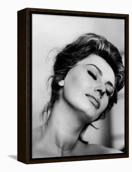 Portrait of Actress Sophia Loren with Eyes Closed-Alfred Eisenstaedt-Framed Premier Image Canvas
