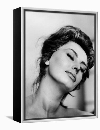 Portrait of Actress Sophia Loren with Eyes Closed-Alfred Eisenstaedt-Framed Premier Image Canvas