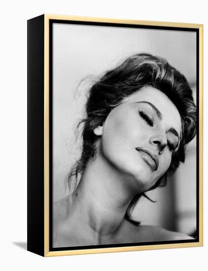 Portrait of Actress Sophia Loren with Eyes Closed-Alfred Eisenstaedt-Framed Premier Image Canvas