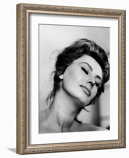 Portrait of Actress Sophia Loren with Eyes Closed-Alfred Eisenstaedt-Framed Premium Photographic Print