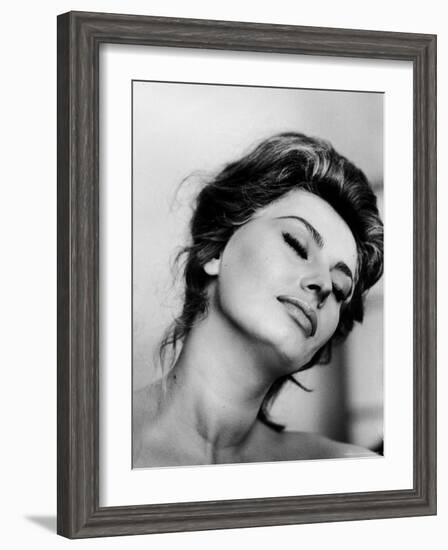 Portrait of Actress Sophia Loren with Eyes Closed-Alfred Eisenstaedt-Framed Premium Photographic Print