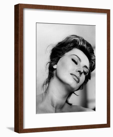 Portrait of Actress Sophia Loren with Eyes Closed-Alfred Eisenstaedt-Framed Premium Photographic Print