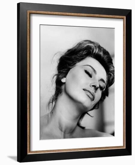 Portrait of Actress Sophia Loren with Eyes Closed-Alfred Eisenstaedt-Framed Premium Photographic Print