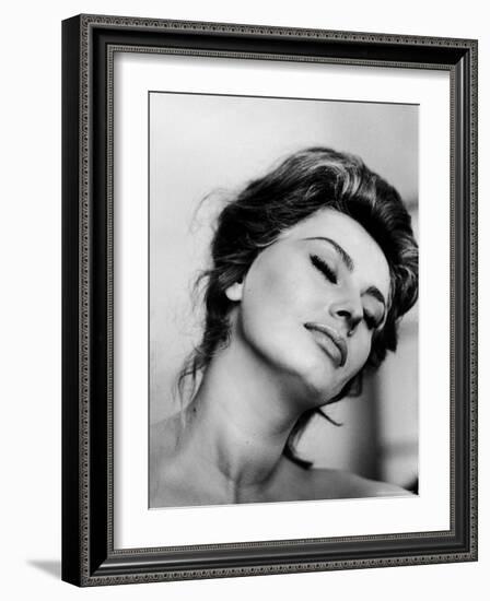 Portrait of Actress Sophia Loren with Eyes Closed-Alfred Eisenstaedt-Framed Premium Photographic Print