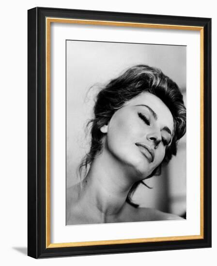 Portrait of Actress Sophia Loren with Eyes Closed-Alfred Eisenstaedt-Framed Premium Photographic Print