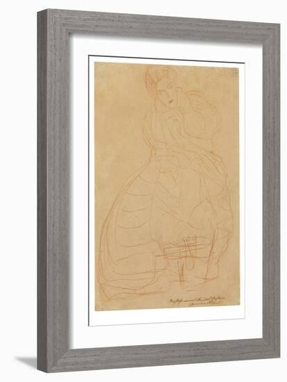 Portrait of Adele Bloch-Bauer. Costume Study with Hands \Held in a Horseshoe Shape, 1903 (Sanguine-Gustav Klimt-Framed Giclee Print