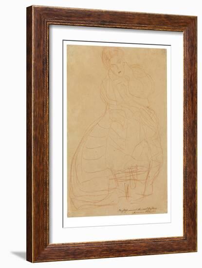 Portrait of Adele Bloch-Bauer. Costume Study with Hands \Held in a Horseshoe Shape, 1903 (Sanguine-Gustav Klimt-Framed Giclee Print