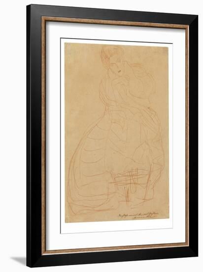 Portrait of Adele Bloch-Bauer. Costume Study with Hands \Held in a Horseshoe Shape, 1903 (Sanguine-Gustav Klimt-Framed Giclee Print