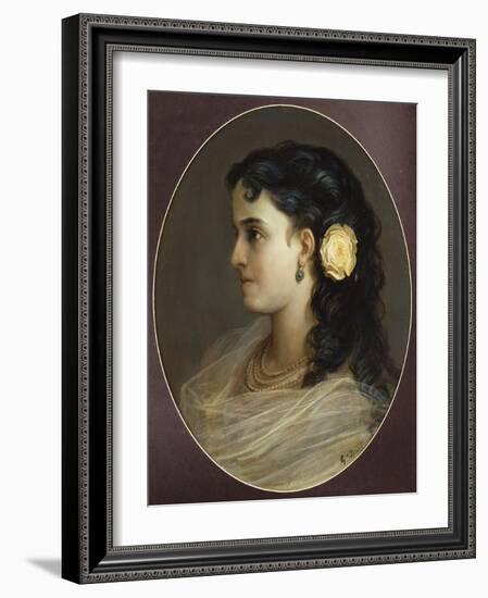 Portrait of Adelina Patti, Head and Shoulders (Female Portrait)-Gustave Doré-Framed Giclee Print