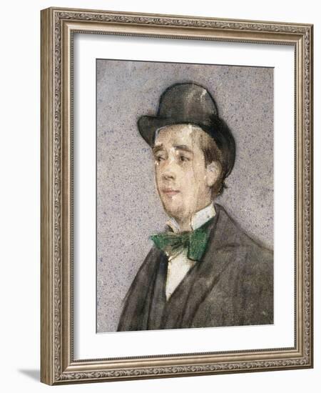Portrait of Adria Gual (1872-1943) Spanish playwright, 1899-1905 (drawing)-Ramon Casas i Carbo-Framed Giclee Print