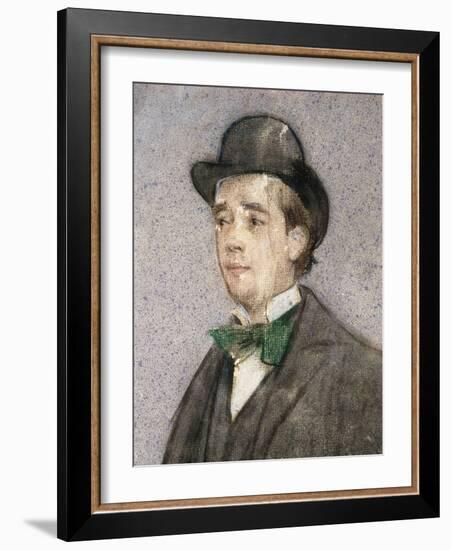 Portrait of Adria Gual (1872-1943) Spanish playwright, 1899-1905 (drawing)-Ramon Casas i Carbo-Framed Giclee Print