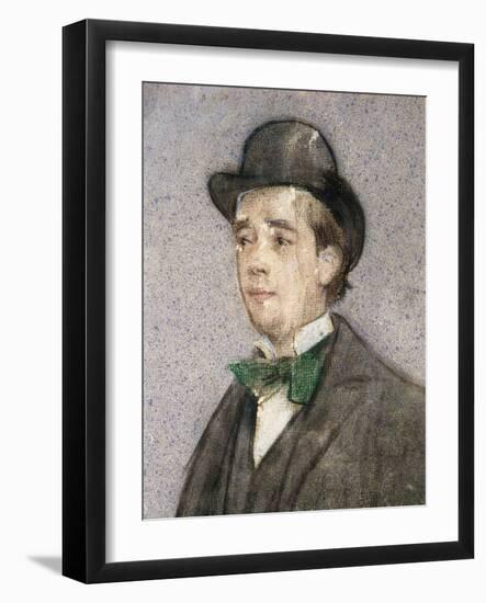 Portrait of Adria Gual (1872-1943) Spanish playwright, 1899-1905 (drawing)-Ramon Casas i Carbo-Framed Giclee Print