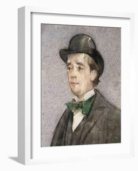 Portrait of Adria Gual (1872-1943) Spanish playwright, 1899-1905 (drawing)-Ramon Casas i Carbo-Framed Giclee Print