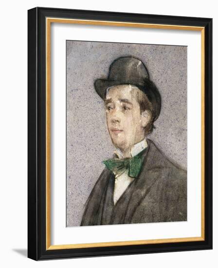 Portrait of Adria Gual (1872-1943) Spanish playwright, 1899-1905 (drawing)-Ramon Casas i Carbo-Framed Giclee Print