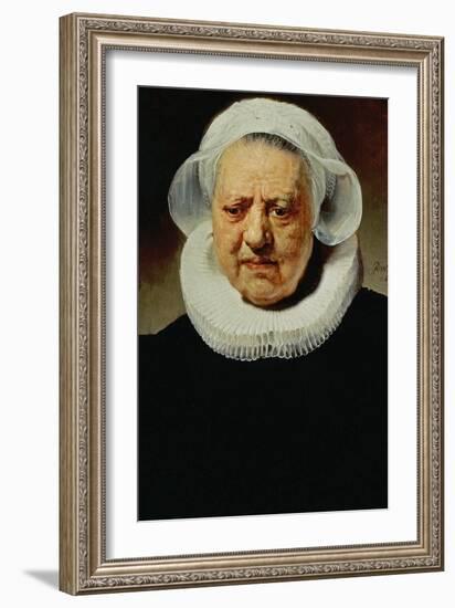 Portrait of Aechje Pesser, Aged 83, Widow of Rotterdam Brewer Jan D. Pesser, 1634-Rembrandt van Rijn-Framed Giclee Print