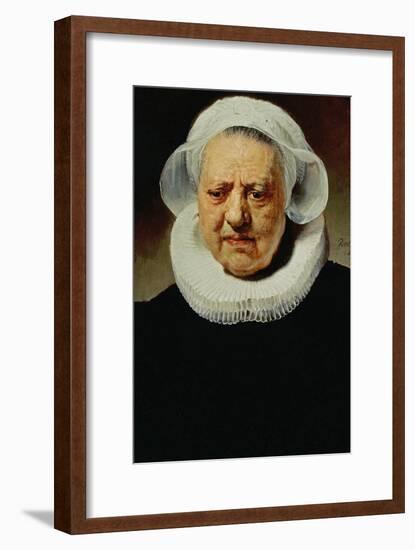 Portrait of Aechje Pesser, Aged 83, Widow of Rotterdam Brewer Jan D. Pesser, 1634-Rembrandt van Rijn-Framed Giclee Print