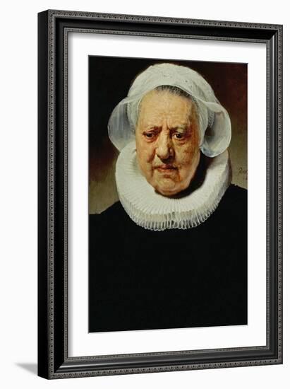 Portrait of Aechje Pesser, Aged 83, Widow of Rotterdam Brewer Jan D. Pesser, 1634-Rembrandt van Rijn-Framed Giclee Print