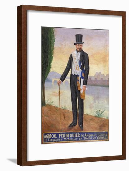 Portrait of Agricol Perdiguier known as 'Avignonais' on Banks of River Rhone at Avignon, c.1860-65-null-Framed Giclee Print