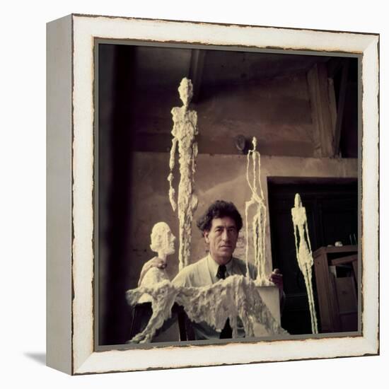 Portrait of Alberto Giacometti in His Studio-Gordon Parks-Framed Premier Image Canvas