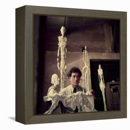 Portrait of Alberto Giacometti in His Studio-Gordon Parks-Framed Premier Image Canvas