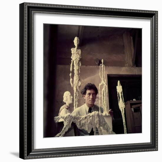 Portrait of Alberto Giacometti in His Studio-Gordon Parks-Framed Premium Photographic Print