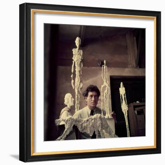 Portrait of Alberto Giacometti in His Studio-Gordon Parks-Framed Premium Photographic Print