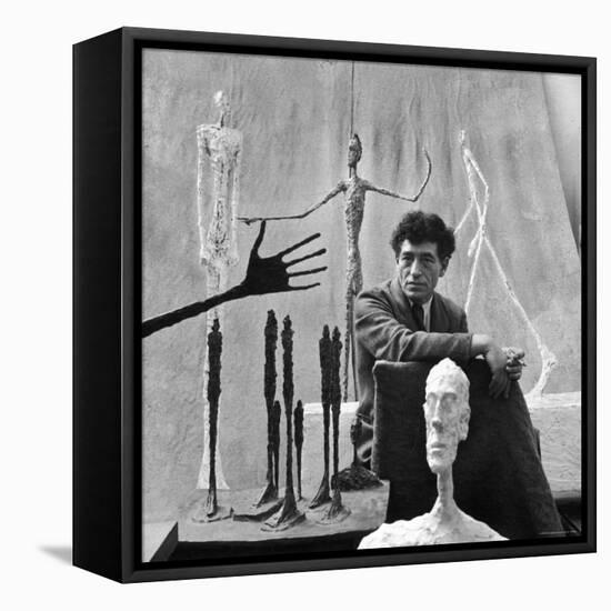 Portrait of Alberto Giacometti Surrounded by His Sculptures-Gordon Parks-Framed Premier Image Canvas