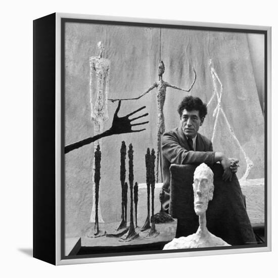 Portrait of Alberto Giacometti Surrounded by His Sculptures-Gordon Parks-Framed Premier Image Canvas