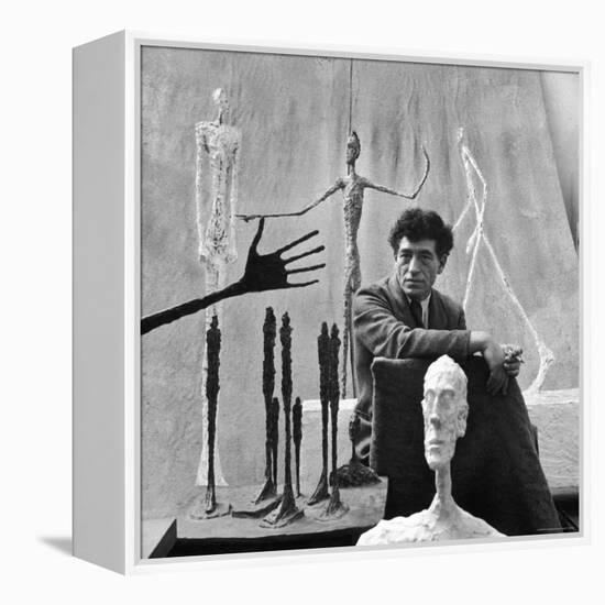 Portrait of Alberto Giacometti Surrounded by His Sculptures-Gordon Parks-Framed Premier Image Canvas